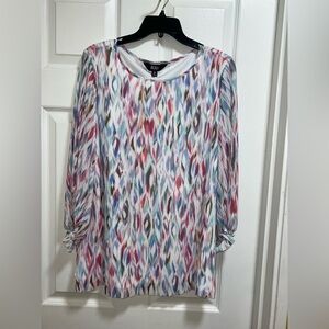 Slim Factor‎ by Investments Womens M Tie Dye Print Long Sleeve Blouse Top